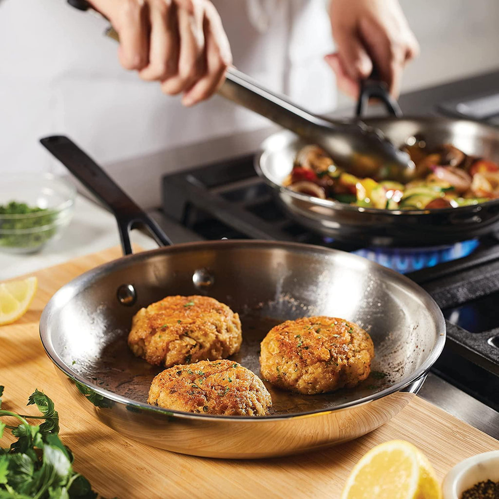 KitchenAid 5-Ply Clad Polished Stainless Steel Frying Pan Set/Skillets, 8.25 Inch and 10 Inch