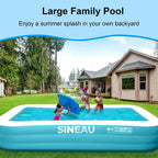 inflatable pool, sineau inflatable pool for kids and adults, 120" x 72" x 22" oversized thickened family swimming pool for kids, toddlers, adults, outdoor, garden, backyard, summer water party