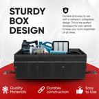 FORTEM Car Trunk Organizer, Car Storage Organizer, Collapsible Multi Compartment Car Organizer, SUV Trunk Organizer, Non Slip Bottom, Adjustable Securing Straps, Foldable Cover (Black, X-Large)