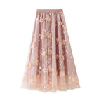 floral embroidery midi skirt