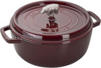 Staub Cast Iron 6-qt Cochon Shallow Wide Round Cocotte - Grenadine, Made in France