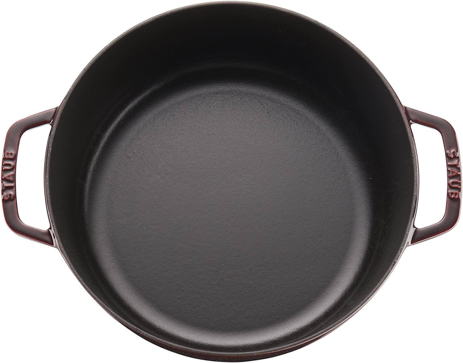 Staub Cast Iron 6-qt Cochon Shallow Wide Round Cocotte - Grenadine, Made in France