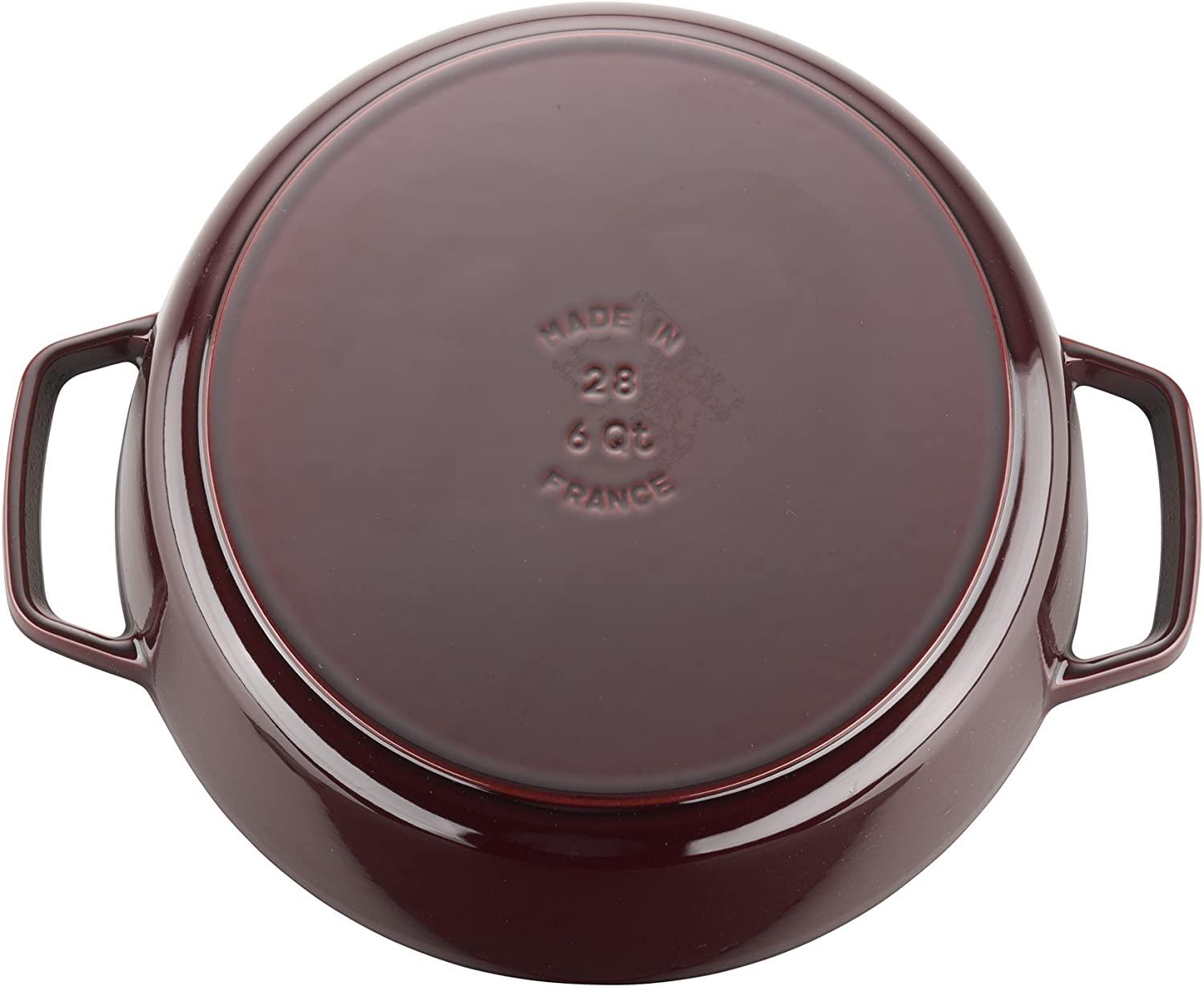 Staub Cast Iron 6-qt Cochon Shallow Wide Round Cocotte - Grenadine, Made in France
