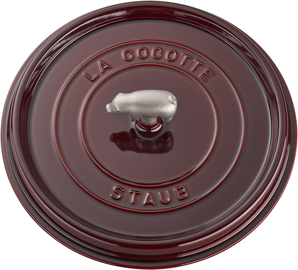 Staub Cast Iron 6-qt Cochon Shallow Wide Round Cocotte - Grenadine, Made in France