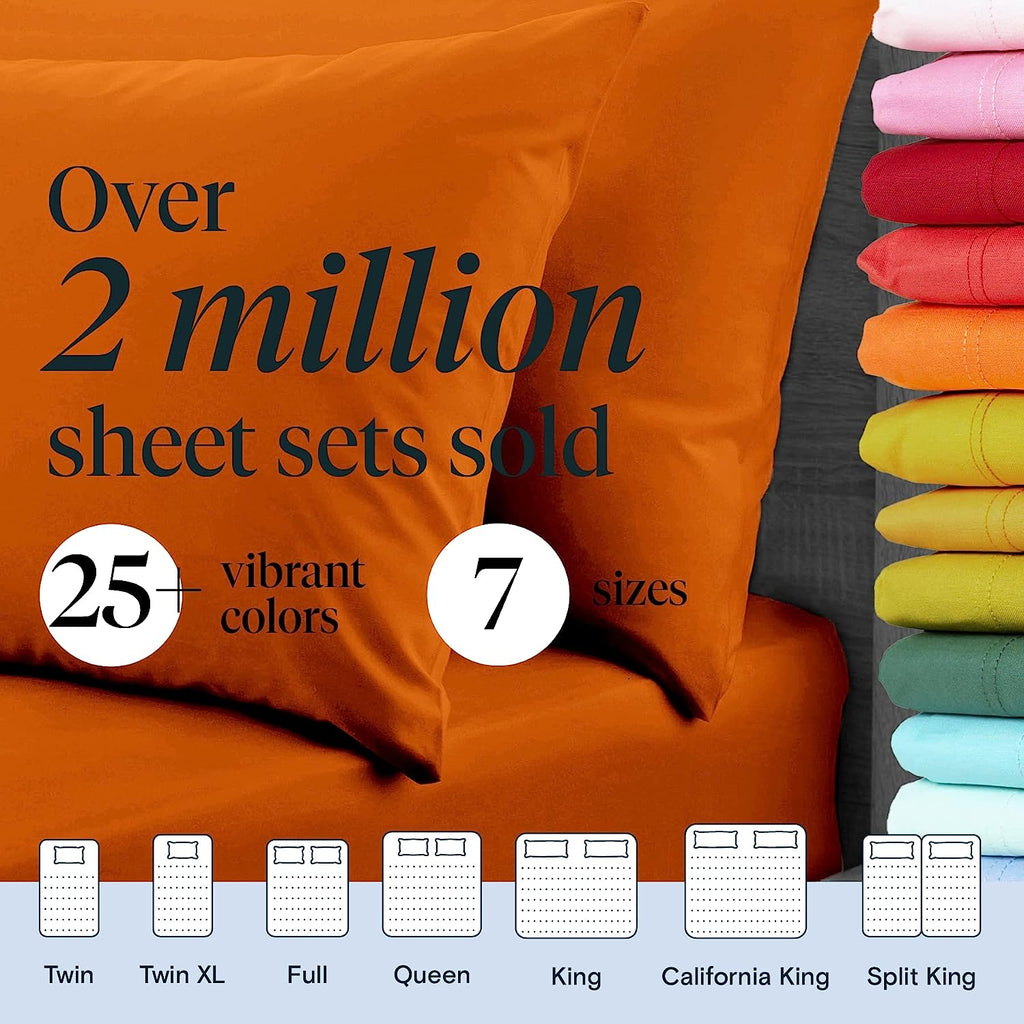 LuxClub 6 PC Queen Sheet Set Bamboo Sheets Deep Pockets 18" Eco Friendly Wrinkle Free Cooling Sheets Machine Washable Hotel Bedding Silky Soft - Autumn Orange Queen