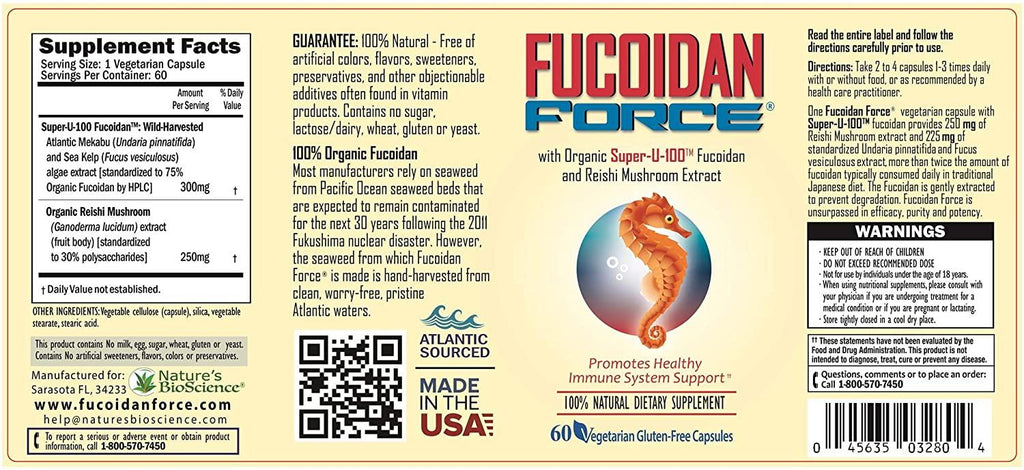 FUCOIDAN FORCE® 6 Bottles Pack (4+2 Free) #1 FUCOIDAN Supplement in The World, Made in USA - Formulated for Maximum Power & Benefits