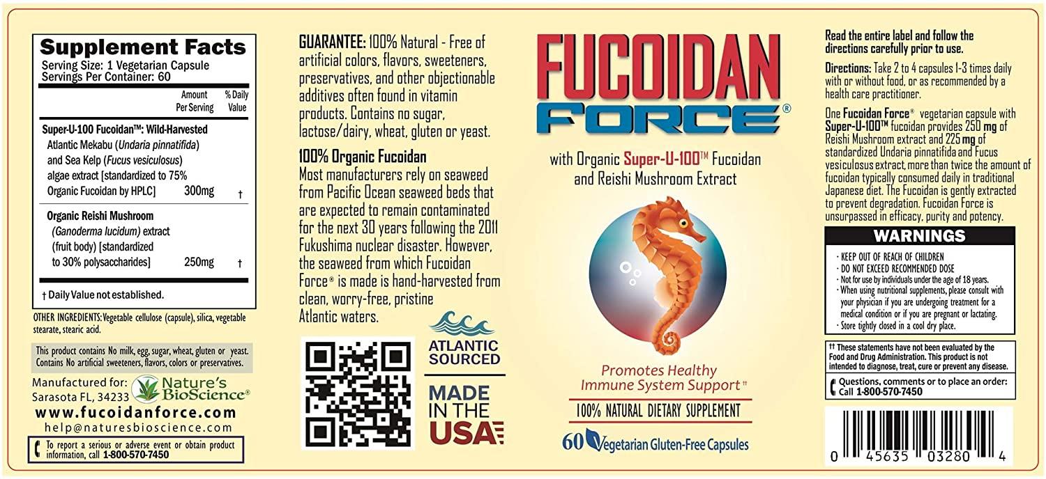 FUCOIDAN FORCE® 6 Bottles Pack (4+2 Free) #1 FUCOIDAN Supplement in The World, Made in USA - Formulated for Maximum Power & Benefits