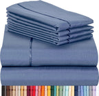 LuxClub 6 PC Queen Sheet Set Bamboo Sheets Deep Pockets 18" Eco Friendly Wrinkle Free Cooling Sheets Machine Washable Hotel Bedding Silky Soft - Oxford Queen