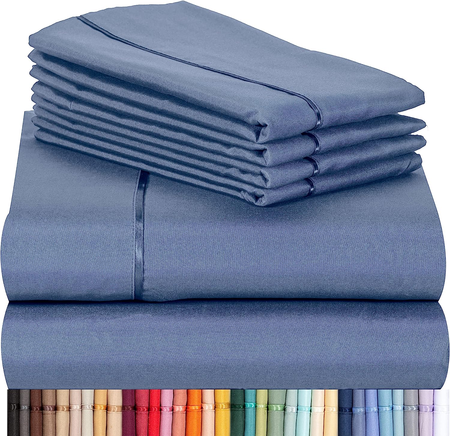 LuxClub 6 PC King Size Sheet Set Bamboo Sheets Deep Pockets 18" Eco Friendly Wrinkle Free Cooling Sheets Machine Washable Hotel Bedding Silky Soft - Oxford King