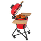 18" Kamado Grill Ceramic Charcoal Egg Grill Multifunctional Outdoor Smoker Grill