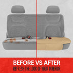 Motor Trend Seat Cover for Cars Trucks SUV, Faux Leather Rear Bench Beige Padded Car Seat Cover with Storage Pockets, Premium Interior Car Seat Cover
