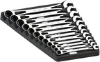 SK Hand Tool 80019 12 Piece X-frame 6 Point Metric Fractional Combination Steel Ratcheting Wrench Set, Chrome, 1.7° Arc Swing, 216 Positions, Made in America