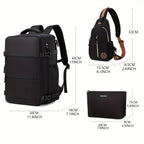 LarCapacity Travel Backpack With Shoe Compartment, Dacron Lightweight Laptop Daypack With Charging Port, Fashion Travel Commuter Bag