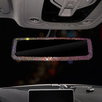 Car Rearview Mirror Cover, Interior Universal Auto Rear View Mirror Bling Rhinestone Luxury Surface Mirror Cover Auto Accessories