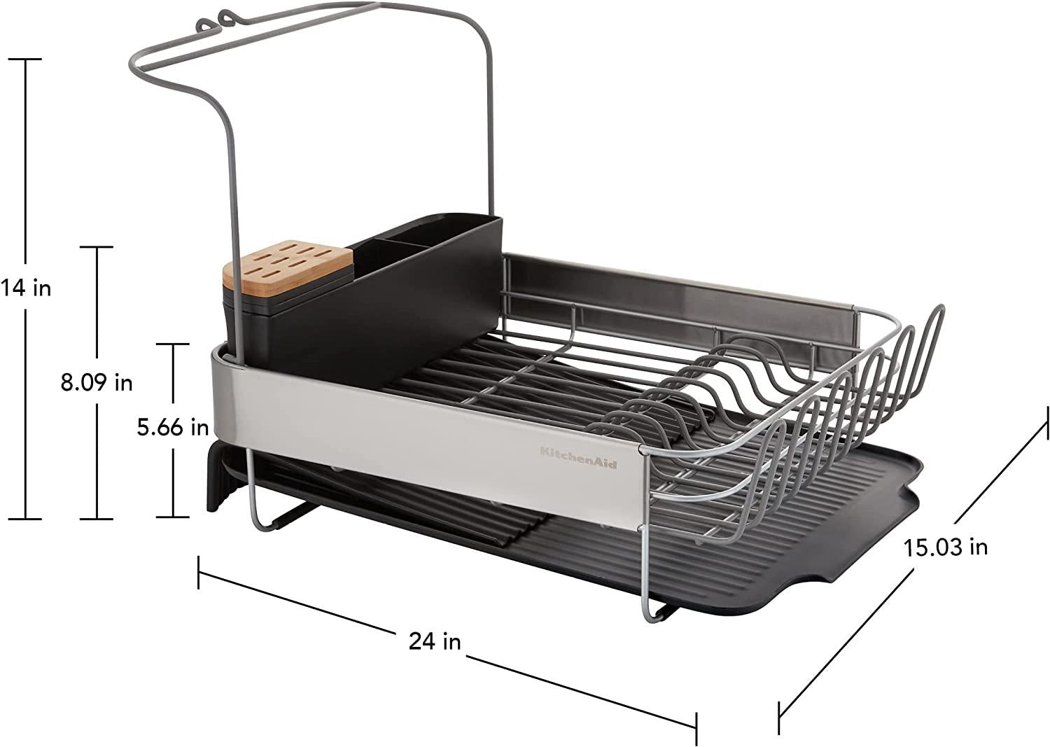 KitchenAid Full Size Expandable Dish-Drying Rack, 24-Inch, Black
