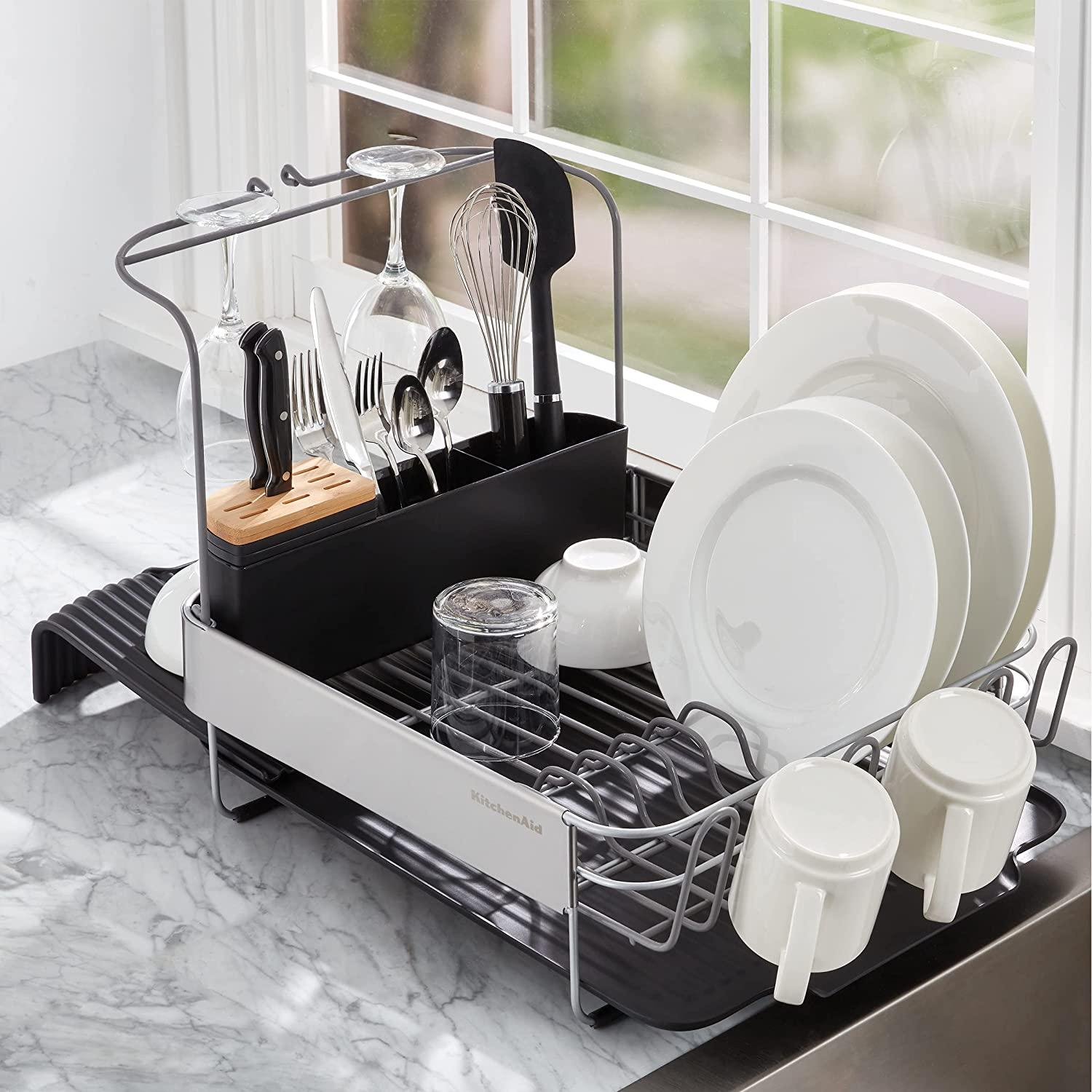 KitchenAid Full Size Expandable Dish-Drying Rack, 24-Inch, Black
