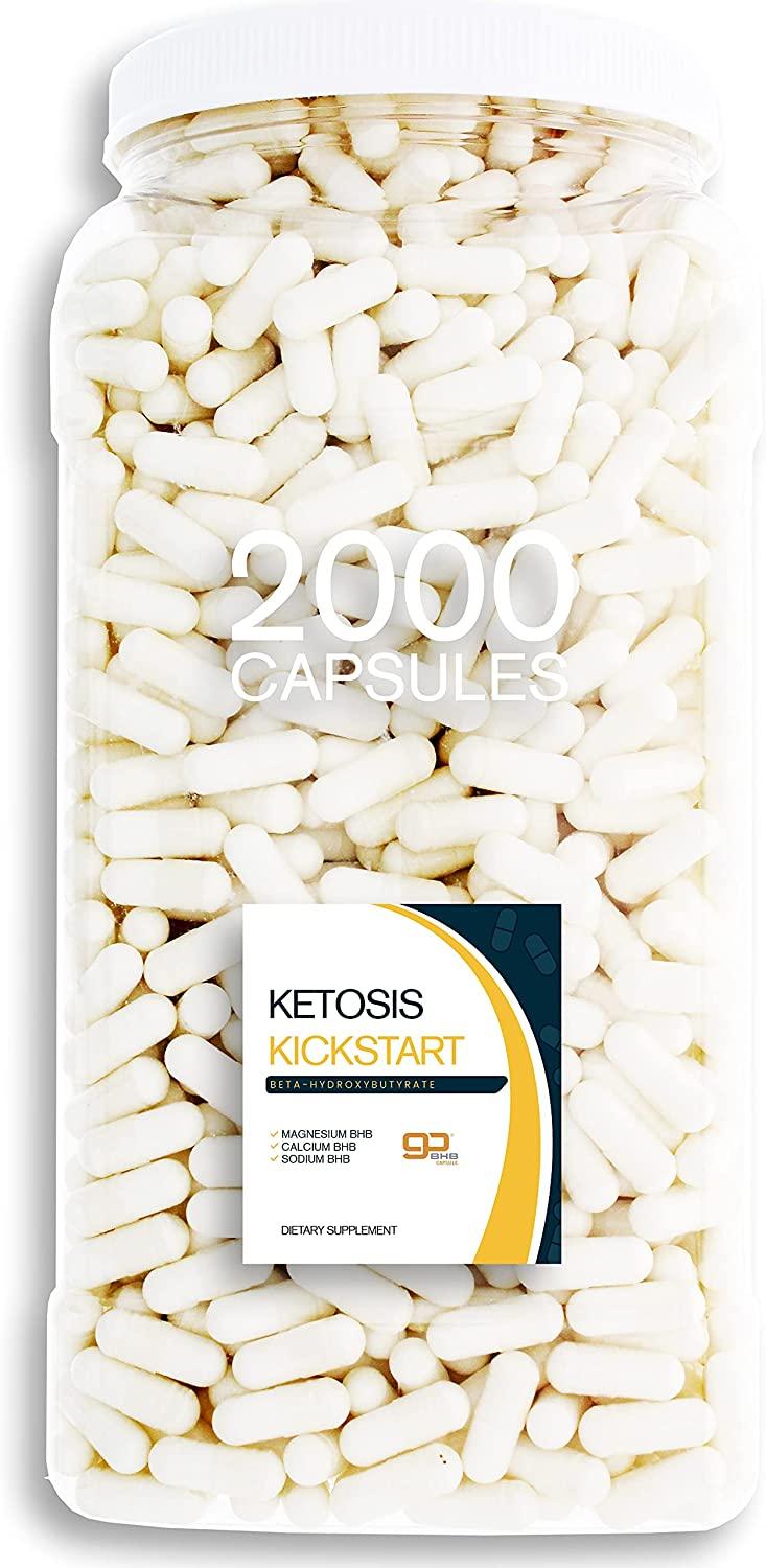 Bulk Buy Ketosis Kickstart - 2000 CT beta-hydroxybutyrate Salts for Ketogenic Diet in a Clear Square Grip Jar