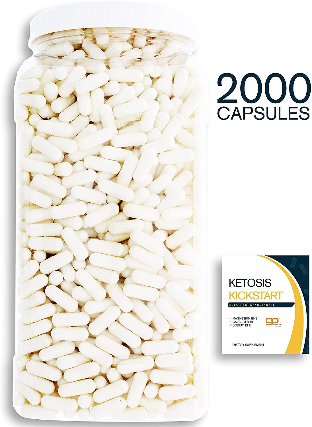 Bulk Buy Ketosis Kickstart - 2000 CT beta-hydroxybutyrate Salts for Ketogenic Diet in a Clear Square Grip Jar