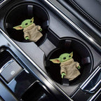Car Cup Holder Coasters - 2PCS 2.75" Car Coasters for Star Wars The Mandalorian The Child Baby Yoda - Universal Auto Anti Slip Cup Holder Insert Coasters by FLYEEGO
