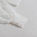 mesh thin lace up bow collar tops