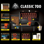 Classic Fired Pellet Grill, Smoker BBQ, Flame Broiler 700 Sq. In.
