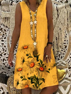 Ladies V-neck Sleeveless Shift Dress