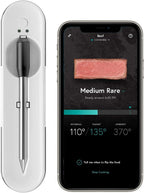 Yummly YTE000W5KW Premium Wireless Smart Meat Thermometer with Long Range Bluetooth Connectivity and Assisted Cooking, 1, White