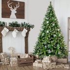 ENYOPRO 7.4FT Christmas Tree, Hinged Artificial Christmas Tree with 1300 Branch Tips and 65 Pine Cones, Christmas Pine Tree with Metal Stand, Decor for Party Wedding Office Home Bedroom, K1005