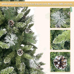 ENYOPRO 7.4FT Christmas Tree, Hinged Artificial Christmas Tree with 1300 Branch Tips and 65 Pine Cones, Christmas Pine Tree with Metal Stand, Decor for Party Wedding Office Home Bedroom, K1005