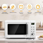 Retro Microwave Oven,Safeplus 0.7Cu.ft, Countertop 700W Microwaves with Cold Rolled Steel Plate 5 Micro Power Defrost & Auto CooFunction LED Display Glass Turntable and Viewing Window Child Lock