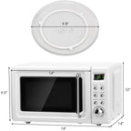 Retro Microwave Oven,Safeplus 0.7Cu.ft, Countertop 700W Microwaves with Cold Rolled Steel Plate 5 Micro Power Defrost & Auto CooFunction LED Display Glass Turntable and Viewing Window Child Lock