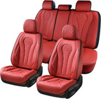 Coverado Leather Seat Covers Full Set, 5 Seats Universal Waterproof Luxury Leatherette Cushions for Cars, Front and Rear Seat Protectors, Auto Seat Covers Fit for Most Vehicles Red