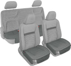 Motor Trend Seat Covers for Cars Trucks SUV, Faux Leather Full Set Gray Padded Car Seat Covers with Storage Pockets, Premium Interior Car Seat Cover