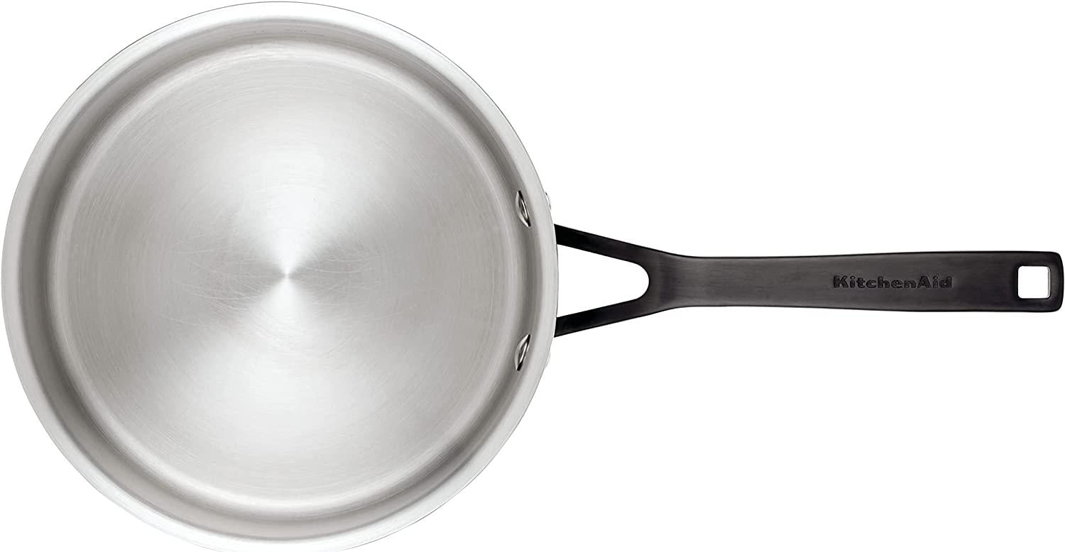 KitchenAid 5-Ply Clad Polished Stainless Steel Saucepan with Lid, 3 Quart