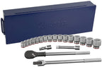 Kobalt 338521 20-Piece 3/4-Inch Drive 12-Point Mechanic's Tool Set with Hard Case, Inch, includes Ratchet, Sockets, Extension and Breaker Bar