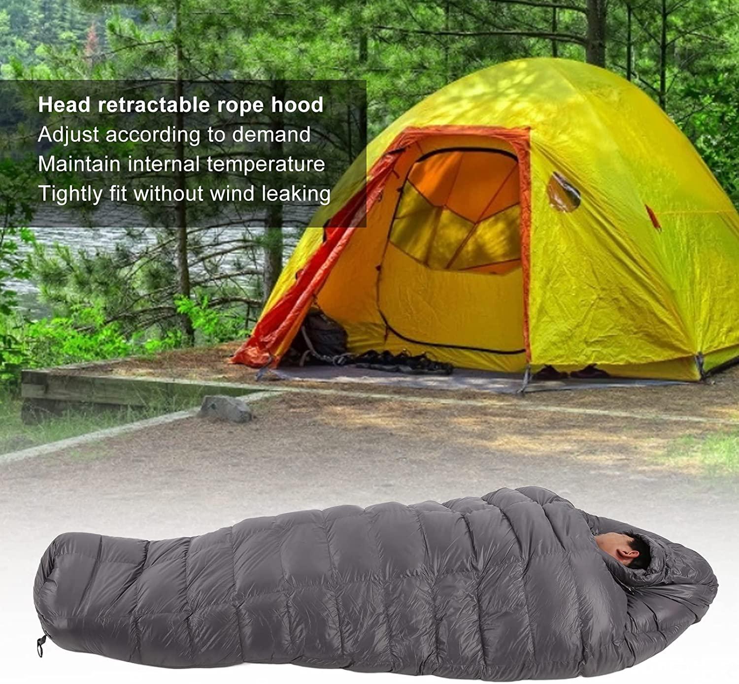 Mummy Sleeping Bag, Soft Winter Sleeping Pack Warm Skin Friendly Lightweight Zipper Closure for Camping for Hiking