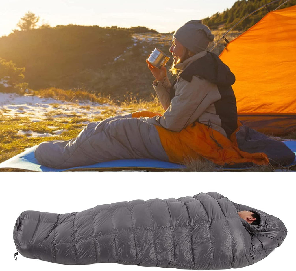 Cold Weather Sleeping Pack, Mummy Sleeping Bag Zipper Closure Skin Friendly for Camping for Hiking