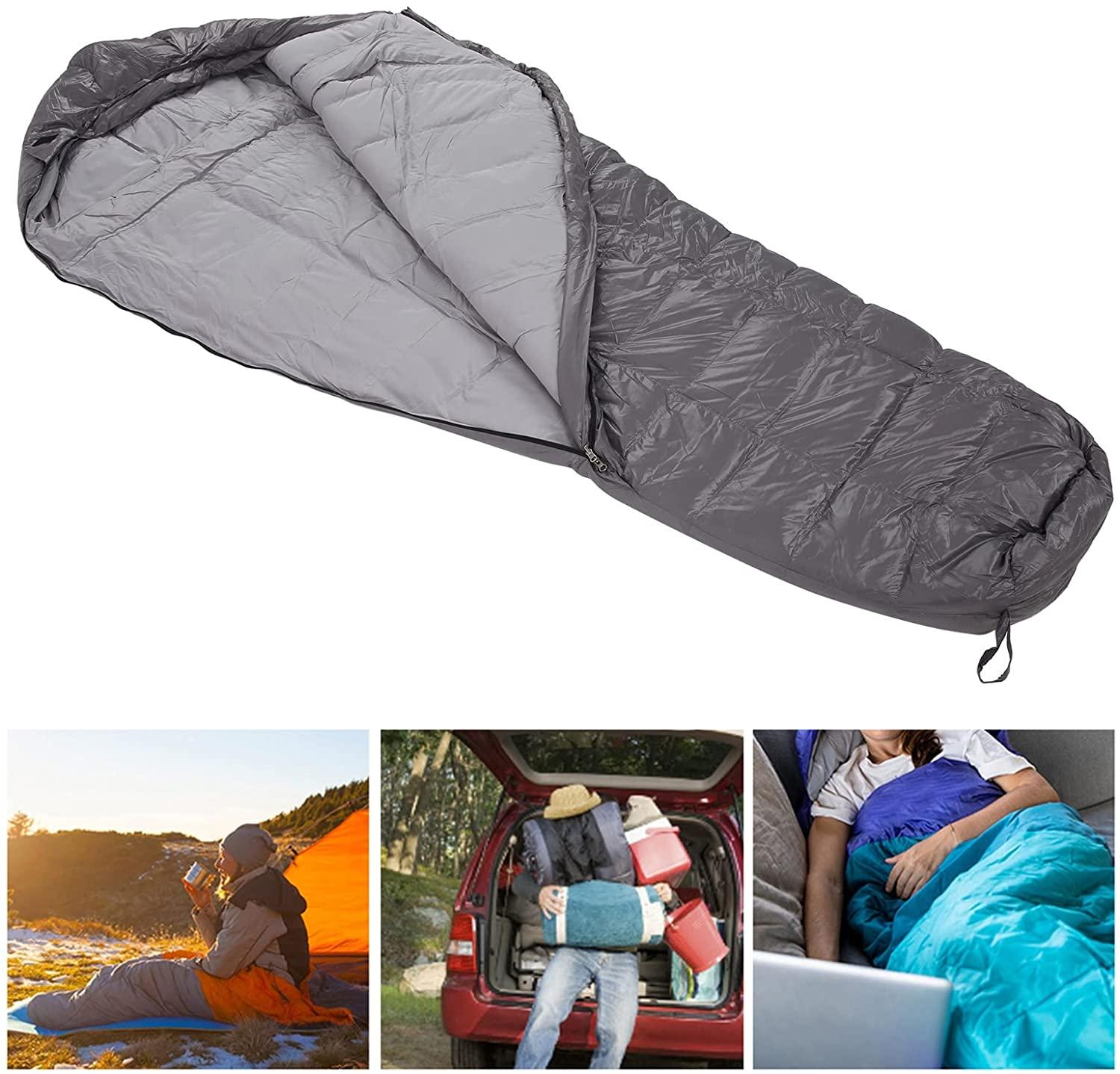 Winter Sleeping Pack, Zipper Closure Mummy Sleeping Bag Lightweight Soft Skin Friendly Warm with Adjustable Hood for Camping for Hiking