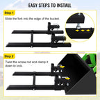 Mophorn Pallet Forks 58.7" 4000 Lbs Max, Clamp On Tractor Bucket Forks with Adjustable Stabilizer Bar, Heavy Duty Front Loader Forks, Fork Attachment for Skid Steer,Loader Bucket