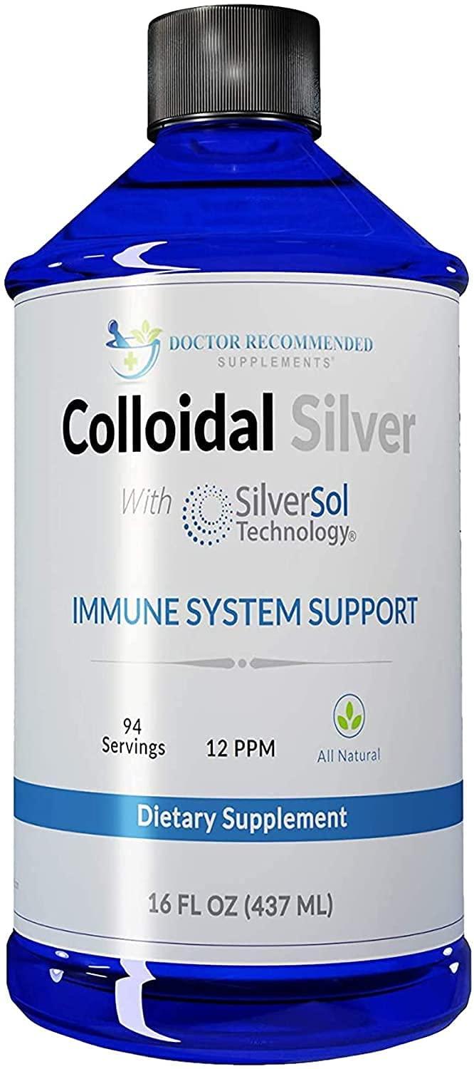 Colloidal Silver Liquid - 12 PPM Premium Silver Solution, 60 MCG Per Serving, All Natural, Vegan Immune System Support, Ionic Silver Water Daily Mineral Supplement (12- 16 Fl oz Bottles)