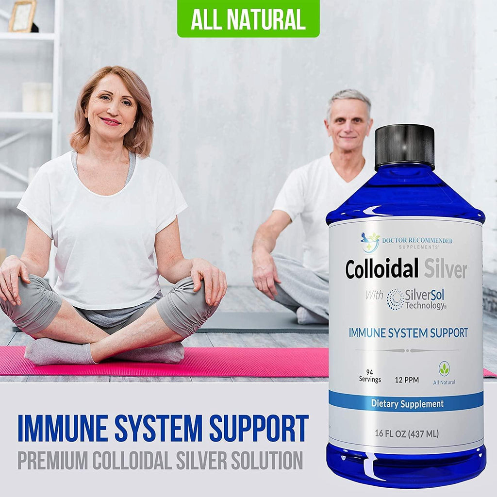 Colloidal Silver Liquid - 12 PPM Premium Silver Solution, 60 MCG Per Serving, All Natural, Vegan Immune System Support, Ionic Silver Water Daily Mineral Supplement (12- 16 Fl oz Bottles)