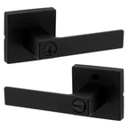 Singapore Square Matte Black Keyed Entry Door Lever with Microban Featuring SmartKey Security