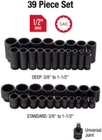 Sunex 2698 1/2-Inch Drive 12-Point SAE  Impact Socket Set, 39-Piece