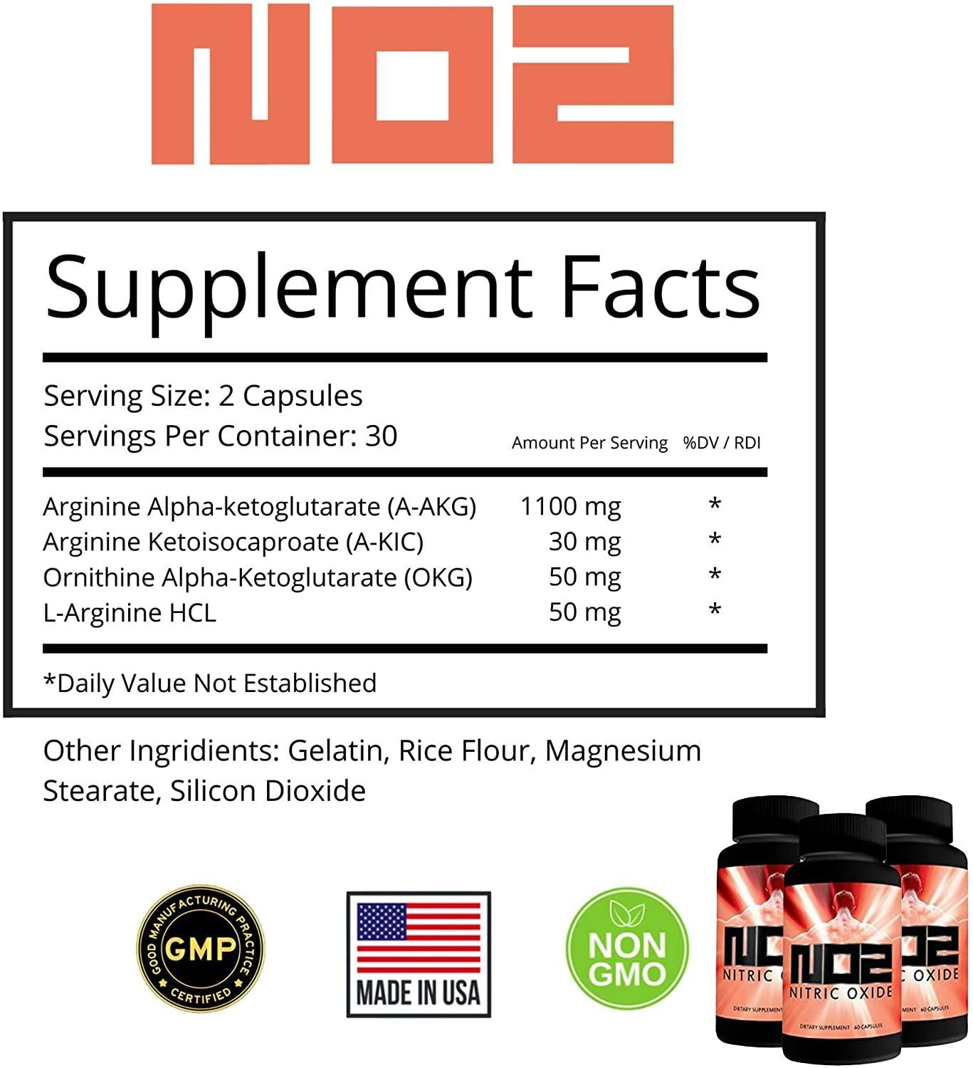 NO2 Nitric Oxide Supplement with L-Arginine, A-AKG, A-AKIC, and OKG for Muscle Vascularity, Pumps, Growth, and Energy Pre Workout N.O. Booster & Muscle Builder Bundle Packs (12)
