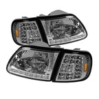 For 98-02 Ford Expedition TD DRL LED Crystal Headlights + LED Corner Lights Set () TD-HD-ON-FF15097-LED-SET-C