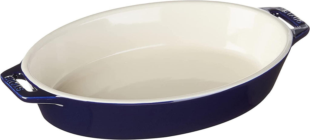 STAUB Ceramics Oval Baking Dish, 9-inch, Dark Blue