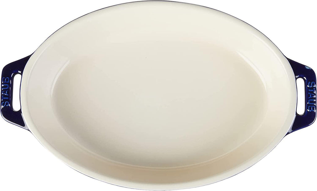 STAUB Ceramics Oval Baking Dish, 9-inch, Dark Blue