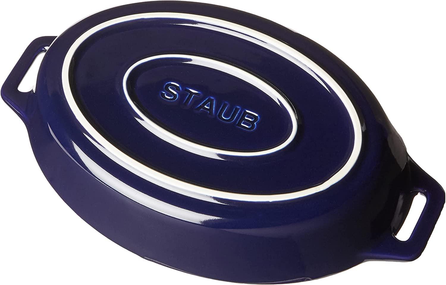 STAUB Ceramics Oval Baking Dish, 9-inch, Dark Blue