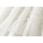 pleated tiered mesh long skirt