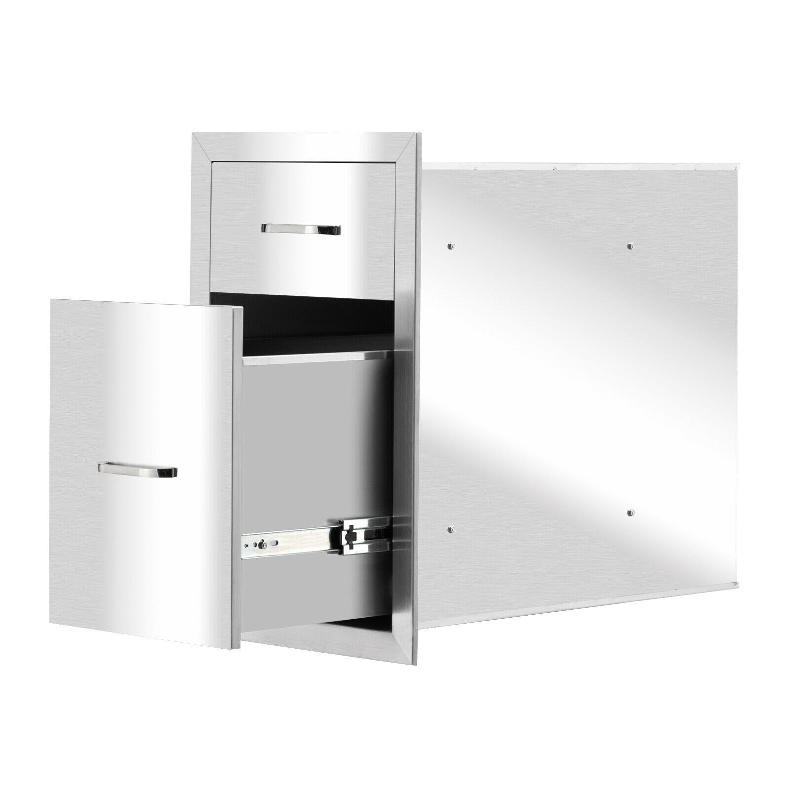 Steel BBQ Double Door Drawer Access Outdoor Kitchen 20x13x20"